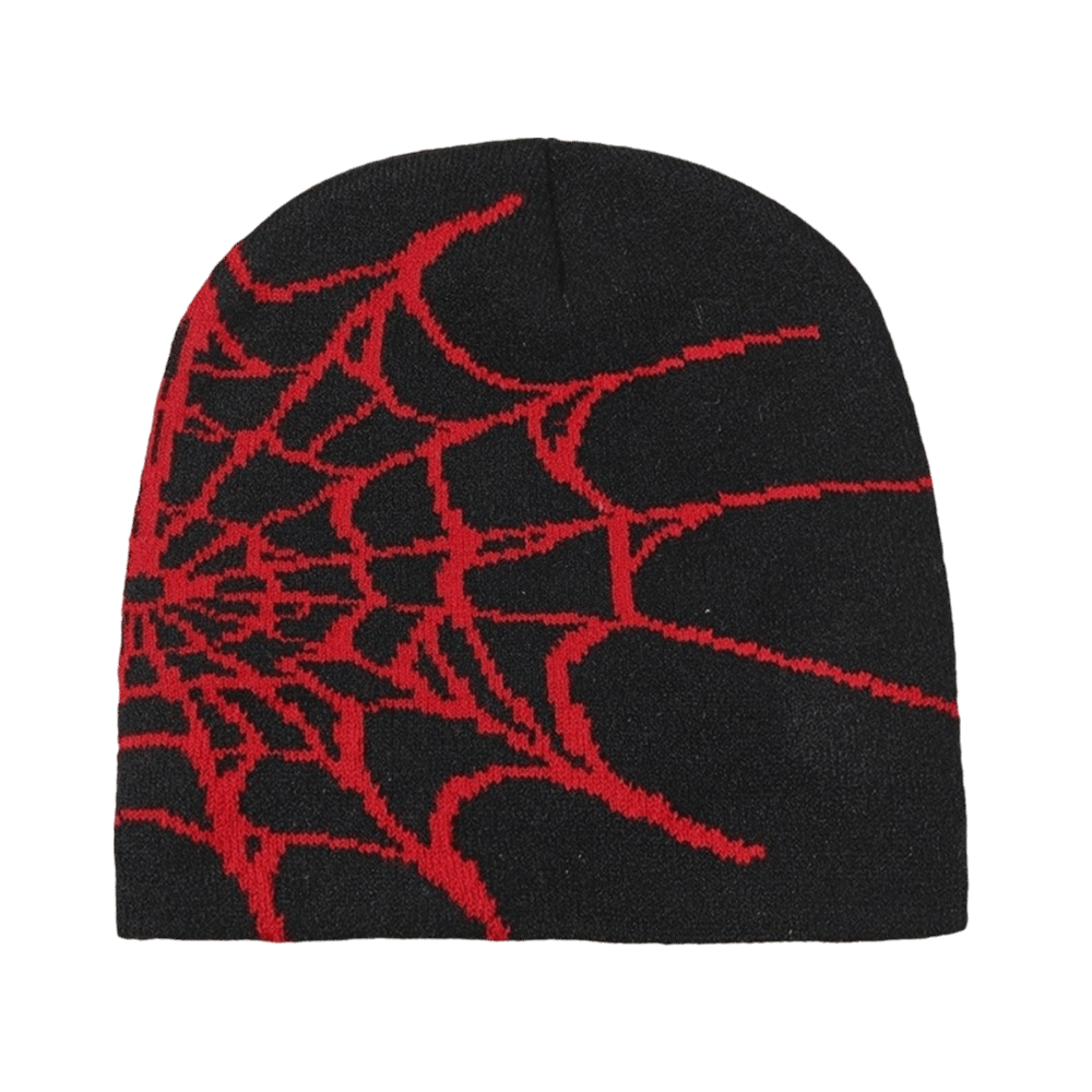 Beanie Cuffed Knit - Мягкая шапка-бини с узором паутины в
