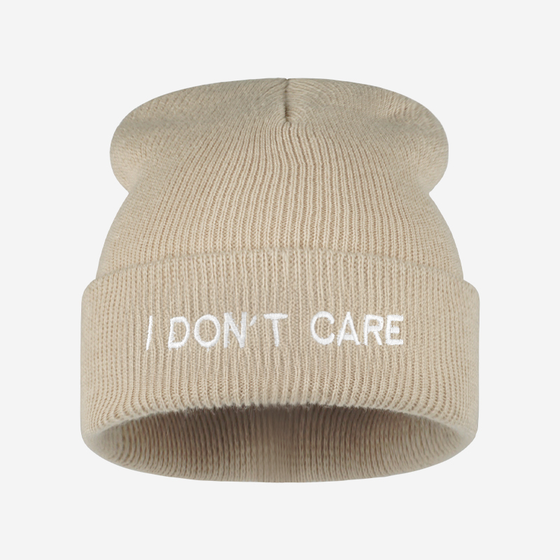 I DON'T CARE Текстовая вязаная – обзор и цена Beanie Cuffed Knit